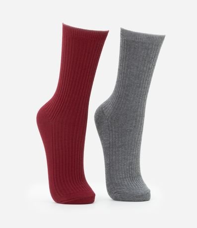 Kit 02 Medias Caña Larga en Poliamida Acanalada 2
