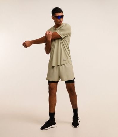 Bermuda Deportiva con Short de Compresión y Detalle Reflectante