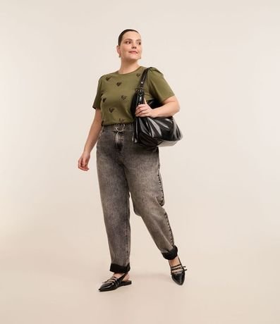 Blusa Manga Abullonada y Corazón Animal Print Curve & Plus Size 2