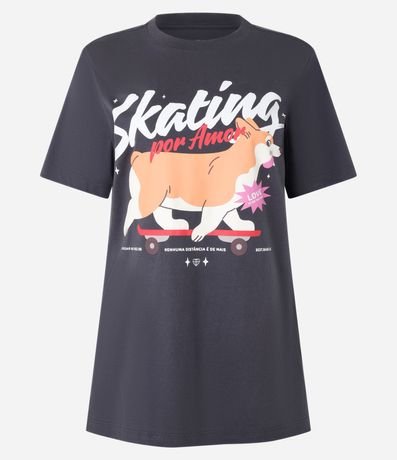 Remera T-shirt en Algodón con Estampa Corgi Skating por Amor 4