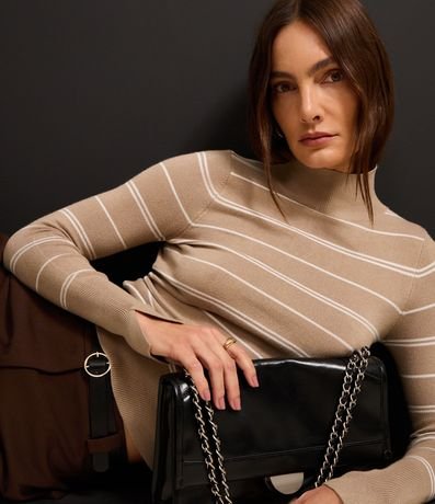 Suéter Listrado en Punto con Cuello Alto 5