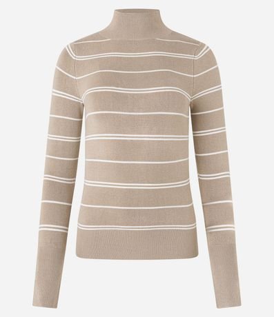 Suéter Listrado en Punto con Cuello Alto 8