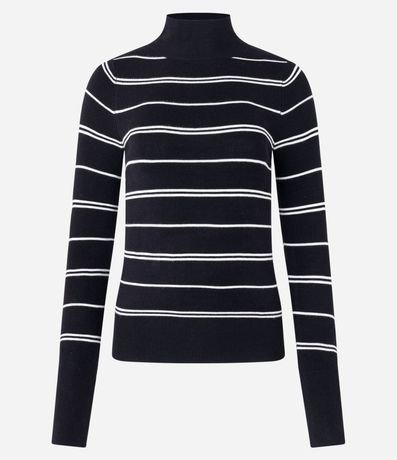 Suéter Listrado en Punto con Cuello Alto 6