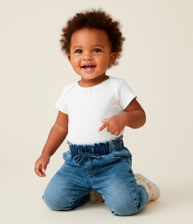 Pantalón Infantil en Jeans con Elástico en la Cintura - Talle 3 a 18 meses 2