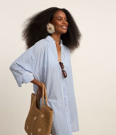 Salida de Playa Camisa en Voile Listrado