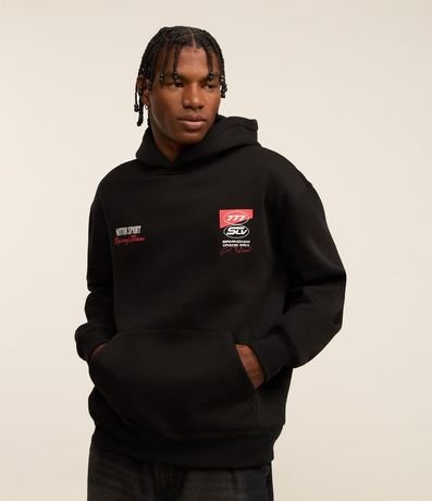 Saco Relaxed en Fleece con Estampa de Motor Sport