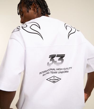 Remera Oversized en Malla con Estampa Lettering y Maori 3