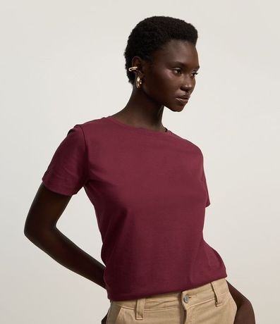 Blusa Alargada Básica en Algodón con Cuello Redondo y Manga Corta 2