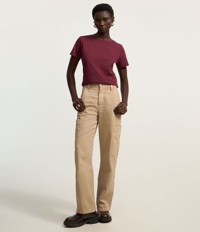 Blusa Alargada Básica en Algodón con Cuello Redondo y Manga Corta 3