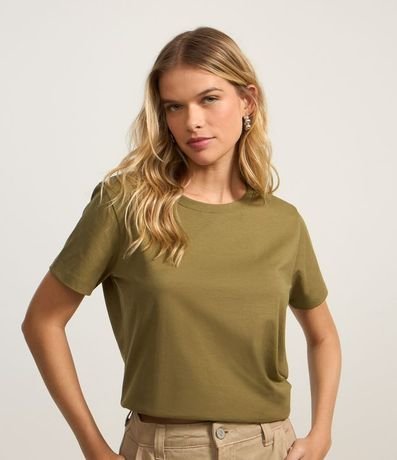 Blusa Alargada Básica en Algodón con Cuello Redondo y Manga Corta 2