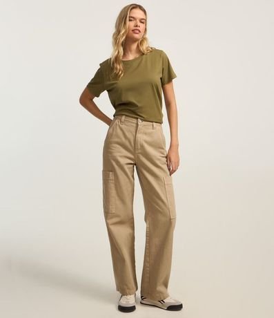 Blusa Alargada Básica en Algodón con Cuello Redondo y Manga Corta 3