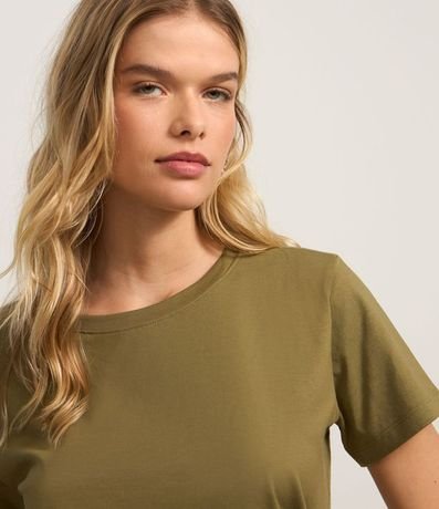 Blusa Alargada Básica en Algodón con Cuello Redondo y Manga Corta 4