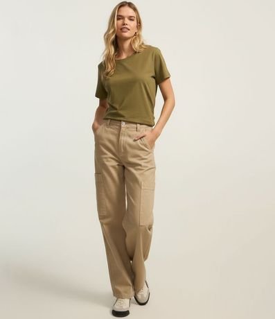 Blusa Alargada Básica en Algodón con Cuello Redondo y Manga Corta 4