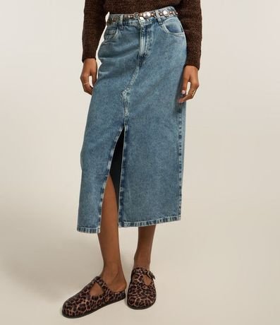 Pollera Midi en Jeans con Fenda Delantero 3