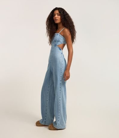 Mono Largo en Jeans con Abertura y Lazo en la Espalda