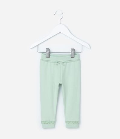Pantalones Infantiles con Cintura Doblada y Lazo Aplicado - Talle RN a 18 meses
