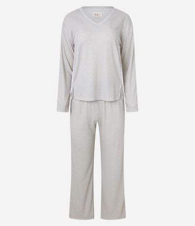 Pijama Largo en Rib con Cuello V 3