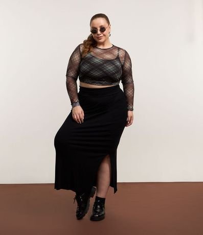 Pollera Midi en Rib con Fenda Lateral Curve & Plus Size