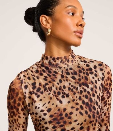 Vestido Evasê Midi en Tule con Estampa Leopardo 5