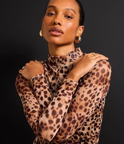 Vestido Evasê Midi en Tule con Estampa Leopardo 8