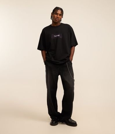 Remera Oversized en Malla con Estampa Tribal 3