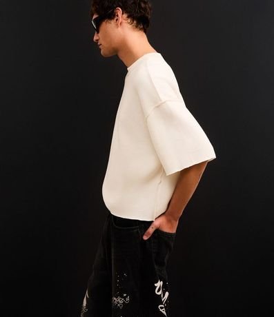 Remera Oversized en Algodón con Sisa Desplazada Acanalada 3