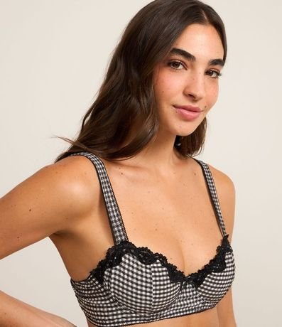 Soutien Base sin Copa con Aro y Estampa de Cuadros Vichy 2