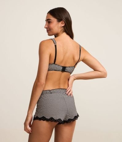 Short de Pijama con Estampa de Cuadros Vichy y Encaje 3
