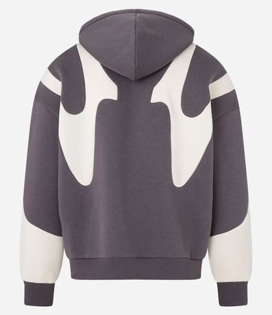 Saco Boxy en Fleece con Sisa Deslocada y Estampa Abstracta 7