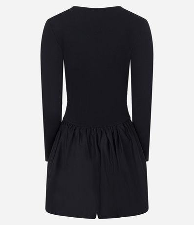 Vestido Globo Corto en Rib y Tricolina con Textura Acanalada 8