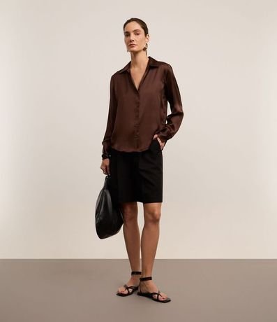 Camisa en Satén con Recortes y Botones 2