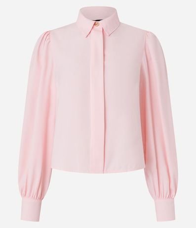 Camisa en Crepé con Botón Diferenciado y Manga Abullonada 6