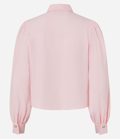 Camisa en Crepé con Botón Diferenciado y Manga Abullonada 7
