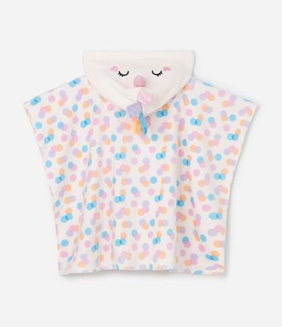 Poncho Infantil de Toalla con Capucha y Estampa de Unicórnio - Talle U 2