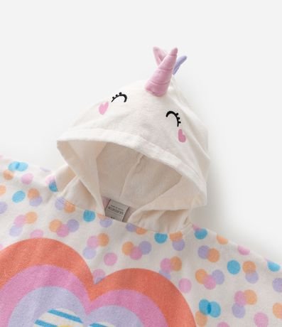 Poncho Infantil de Toalla con Capucha y Estampa de Unicórnio - Talle U 4
