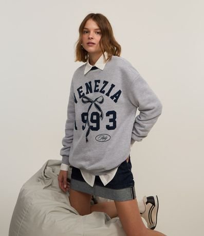 Buzo en Algodón con Forro Fleece y Estampa en Lettering