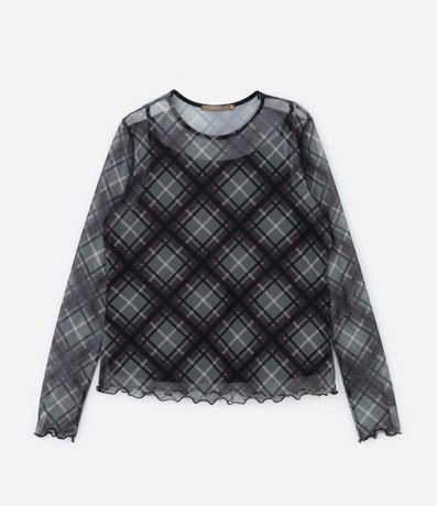 Blusa en Tule con Estampa de Cuadros Curve & Plus Size 5