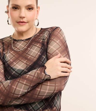 Blusa en Tule con Estampa de Cuadros Curve & Plus Size 2