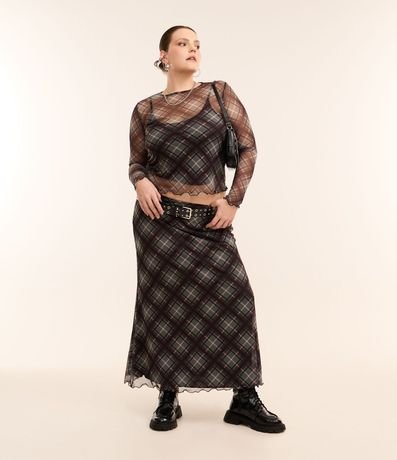 Blusa en Tule con Estampa de Cuadros Curve & Plus Size 3
