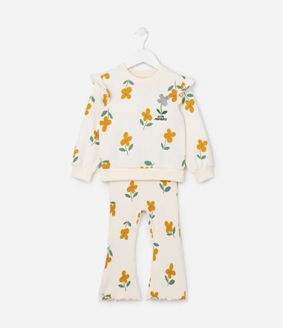 Conjunto Infantil Canelado con Estampa Flores - Talle 1 a 6 años 1