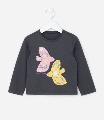 Blusa Infantil en Algodón Estampa de Pájaros - Talle 1 a 6 años