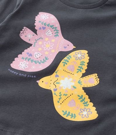 Blusa Infantil en Algodón Estampa de Pájaros - Talle 1 a 6 años 4