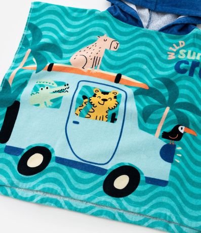 Poncho Infantil de Toalla con Capucha y Estampa de Animales  - Talle U 5