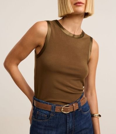 Blusa de Punto con Detalle en Satén 5
