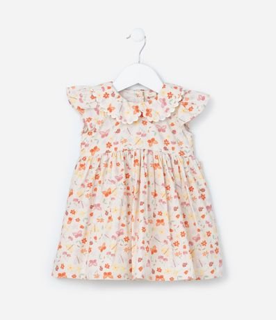 Vestido Infantil con Babados y Estampa Floral - Talle 0 a 18 meses 4