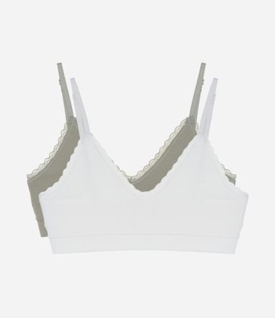 Kit 02 Soutiens Top Triángulo Seamless con Detalle de Encaje