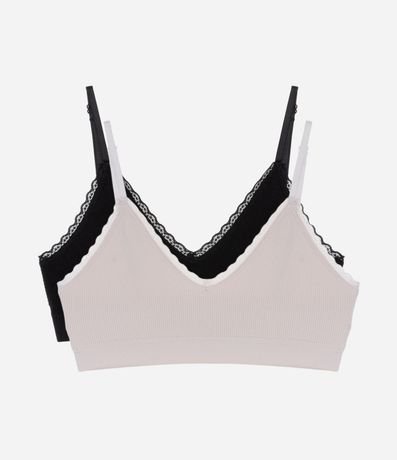 Kit 02 Soutiens Top Triángulo Seamless con Detalle de Encaje