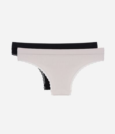 Kit 02 Bombachas Bikini Hilo Seamless con Detalle de Encaje 2