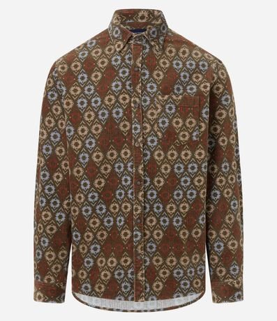 Camisa en Terciopelo con Estampado Geométrico y Bolsillo 5