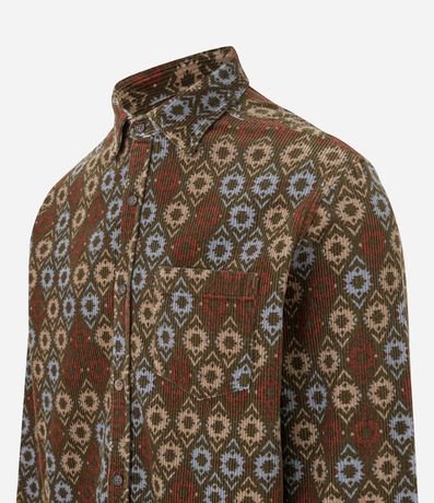 Camisa en Terciopelo con Estampado Geométrico y Bolsillo 6